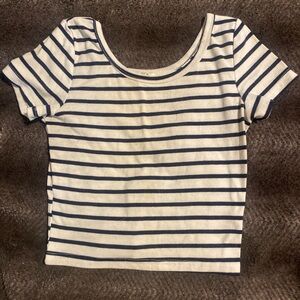 Black-and-white striped crop top